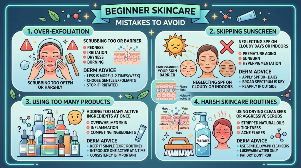 Common Beginner Skincare Mistakes